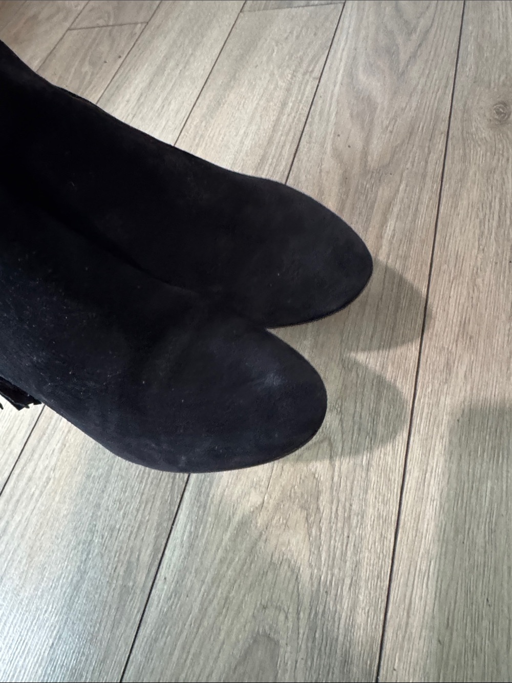 Cloé Black Suede Fringe Ankle Boots - Picture 6 of 9